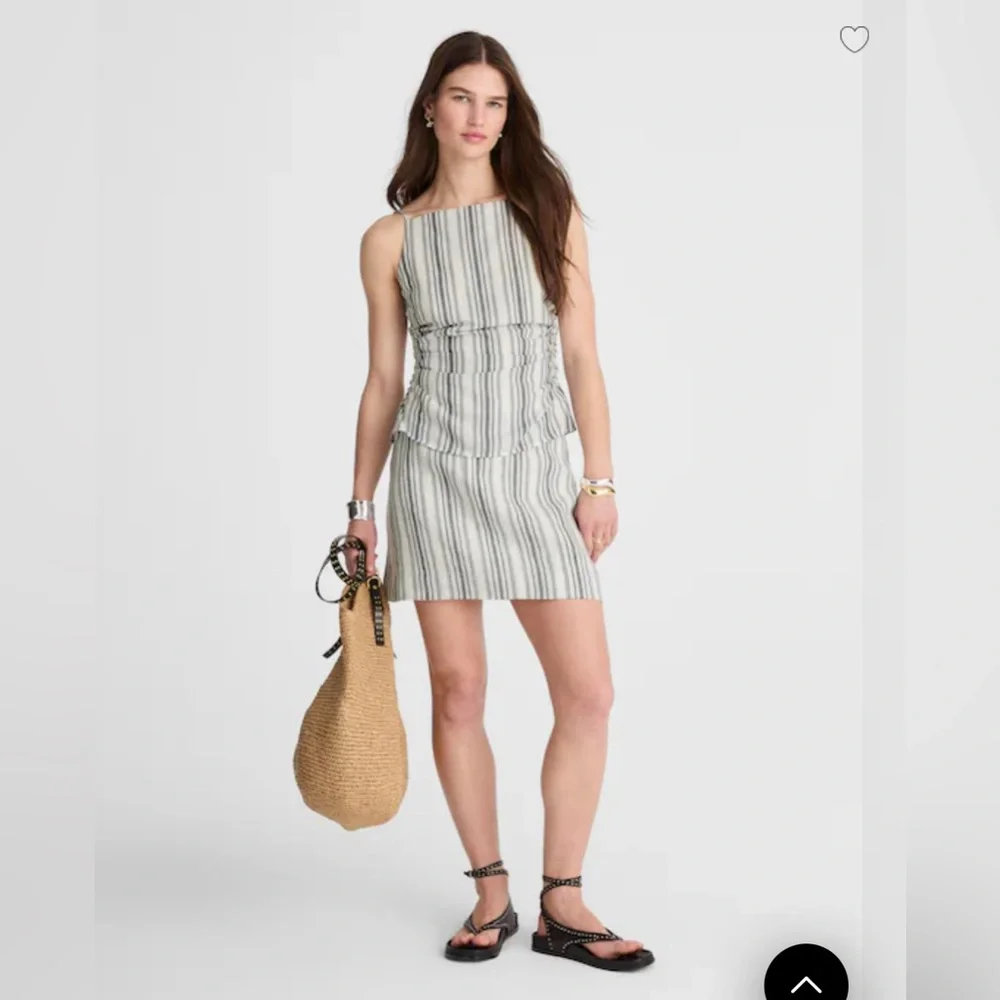 NWT Madewell Ruched Squareneck Tank in Linen-Cotton - Picture 2 of 5